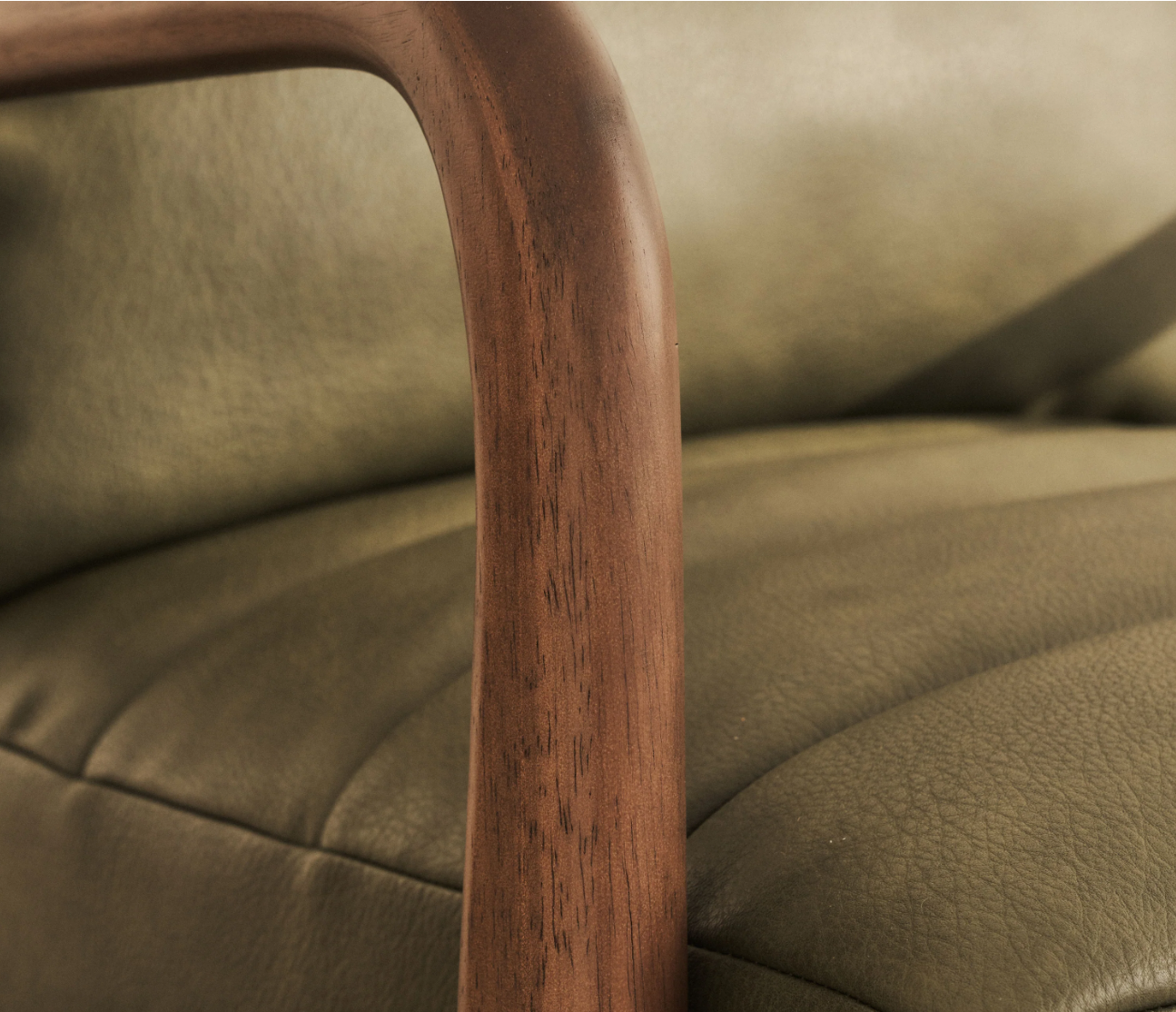 Hudson Leather Accent Chair Olive & Dark Wood
