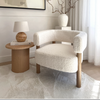 Cara Boucle Accent Chair Ivory & Warm Wood