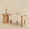 Cara Boucle Accent Chair Ivory & Warm Wood
