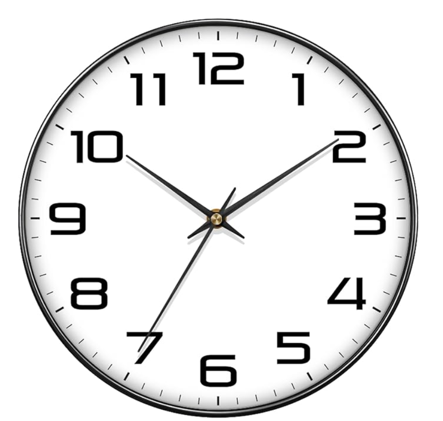 8 Inch Modern Wall Clocks Battery Operated - Silent Non Ticking Quartz Analog Clock with Large Numbers, Easy to Read Digital Wall Clock for Bedroom, Living Room, Kitchen, Office, Gym, Black