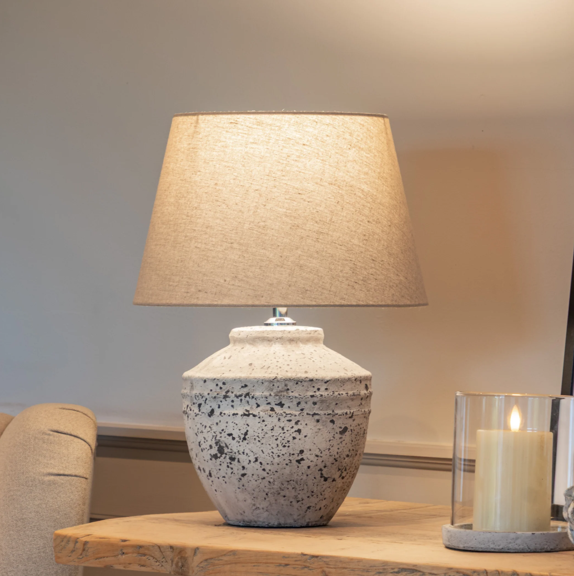 Rustic Distressed Stone Based Bedside Lamp