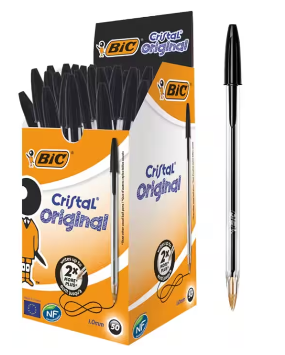 BIC Cristal Original Ballpoint Pen Black 0.4 mm Medium Ballpoint Pack of 50